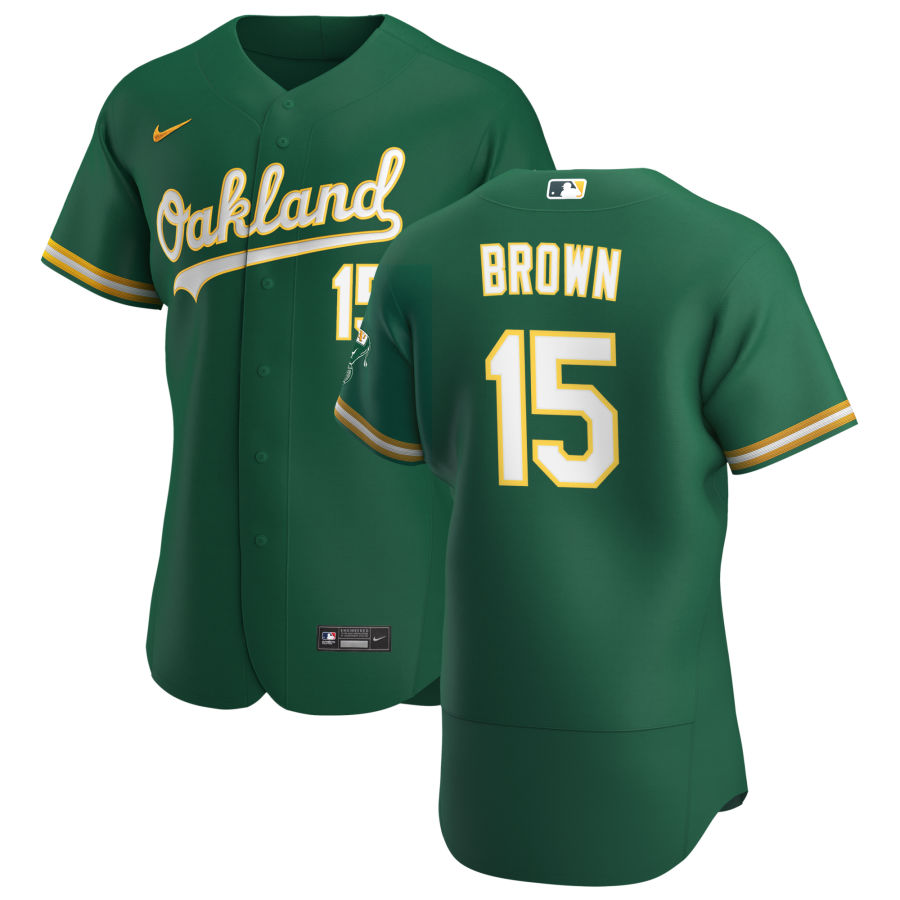 Personalized Oakland Athletics #15 Seth Brown Men’s Kelly Green Alternate 2020 Authentic Player MLB Jersey