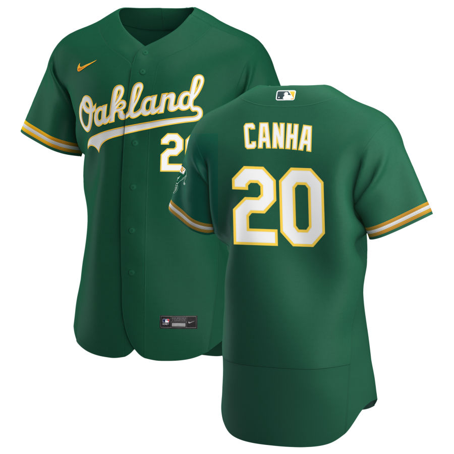 Personalized Oakland Athletics #20 Mark Canha Men’s Kelly Green Alternate 2020 Authentic Player MLB Jersey