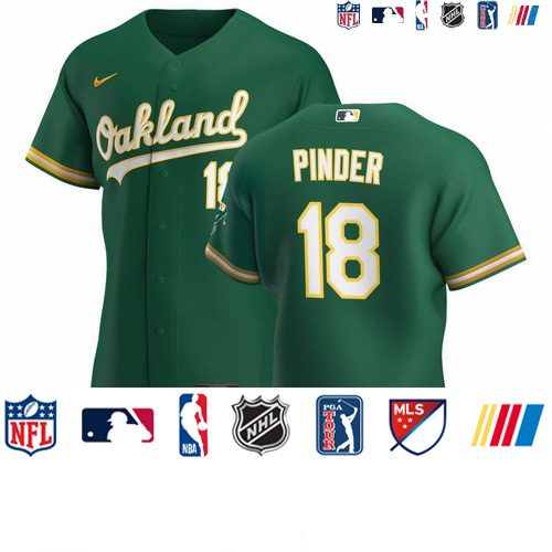 Personalized Oakland Athletics #18 Chad Pinder Men’s Kelly Green Alternate 2020 Authentic Player MLB Jersey