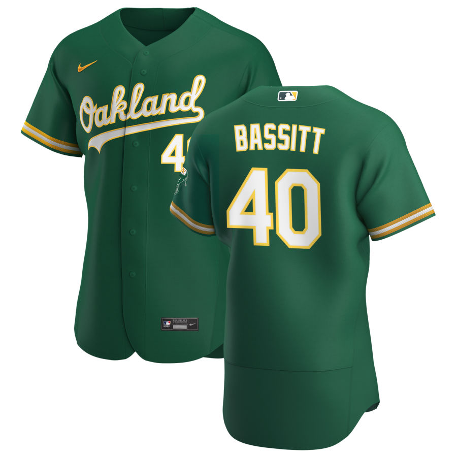 Personalized Oakland Athletics #40 Chris Bassitt Men’s Kelly Green Alternate 2020 Authentic Player MLB Jersey