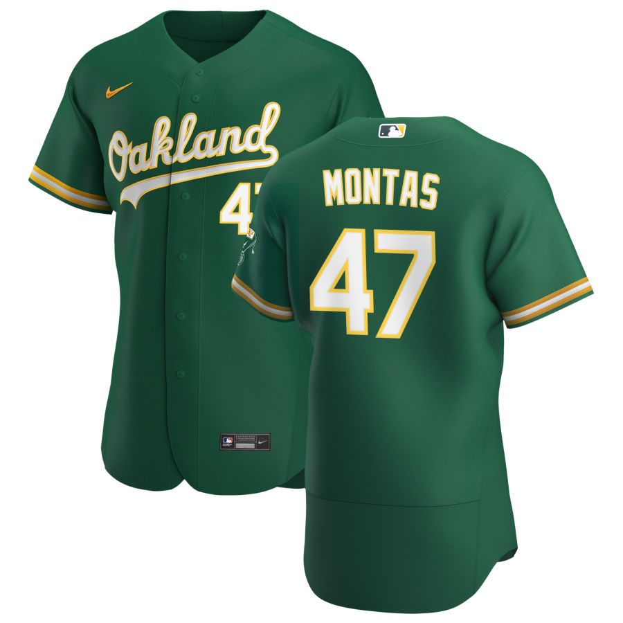 Personalized Oakland Athletics #47 Frankie Montas Men’s Kelly Green Alternate 2020 Authentic Player MLB Jersey