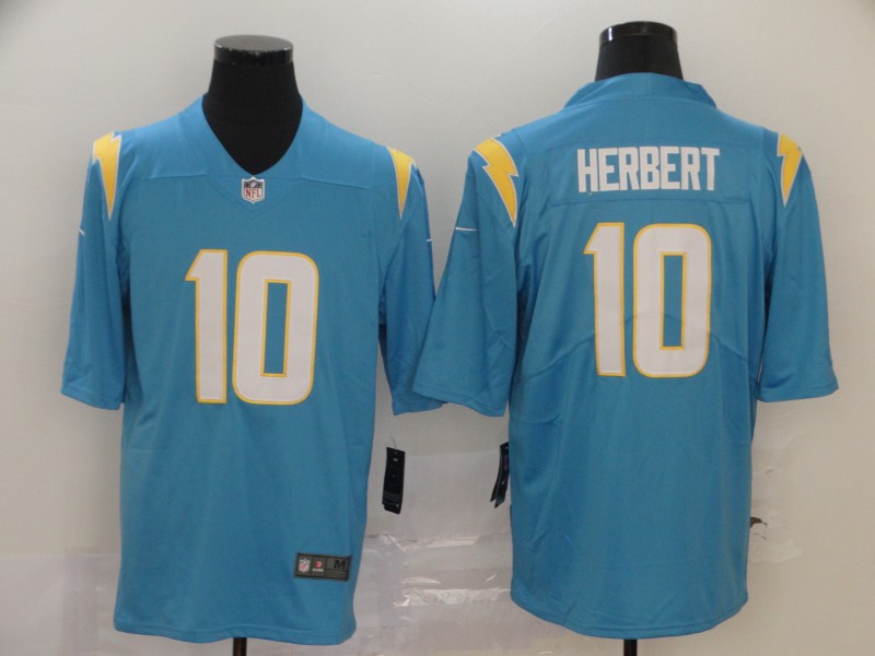 Personalized Chargers 10 Justin Herbert Light Blue 2020 Untouchable Limited Jersey