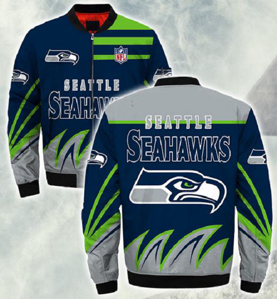 Personalized NFL Seattle Seahawk Sublimated Fashion 3D Fullzip Jacket-2