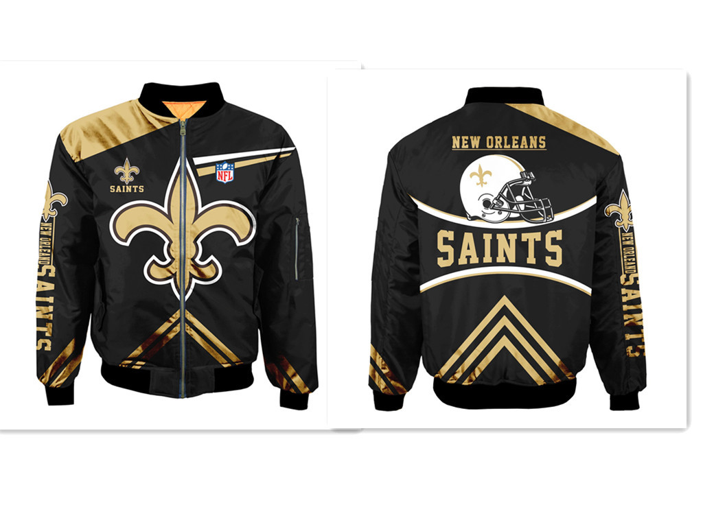 Personalized NFL New Orleans Saints Sublimated Fashion 3D Fullzip Jacket-5