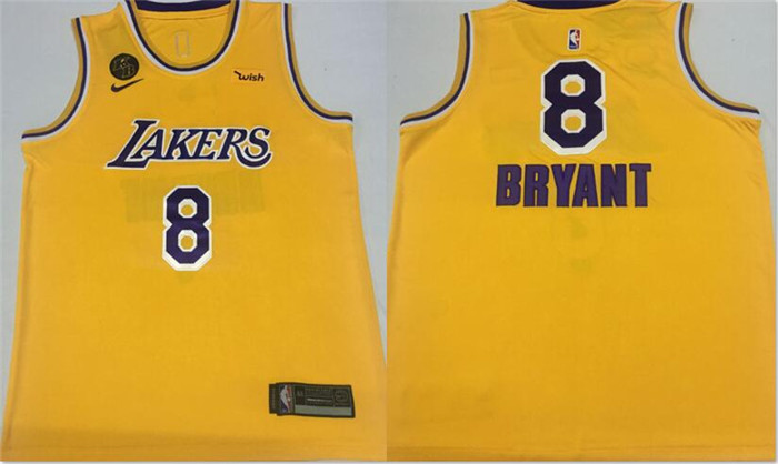 Personalized Lakers 8 Kobe Bryant Yellow KB Patch Swingman Jersey