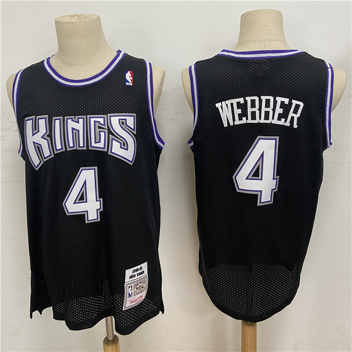 Personalized Kings 4 Chris Webber Black 1998-99 Hardwood Classics Jersey
