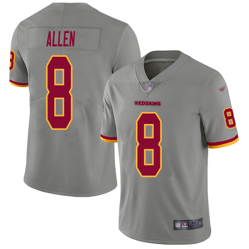 Personalized Redskins #8 Kyle Allen Gray Men’s Stitched NFL Limited Inverted Legend Jersey