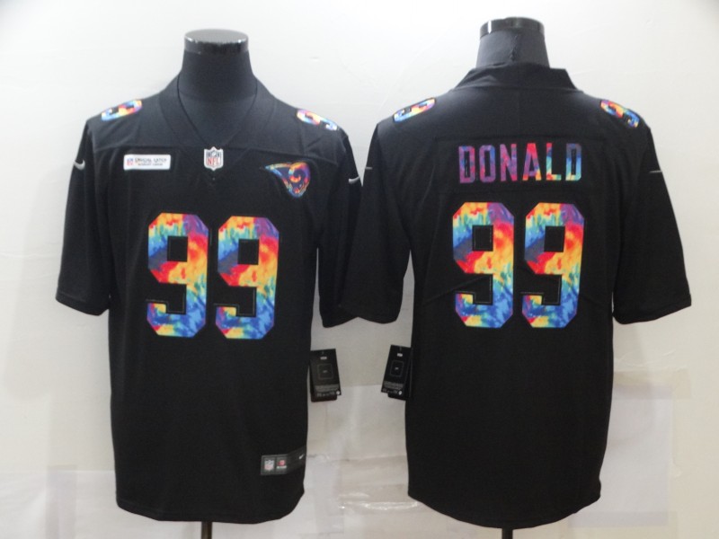 Personalized Rams 99 Aaron Donald Black Untouchable Rainbow Limited Jersey