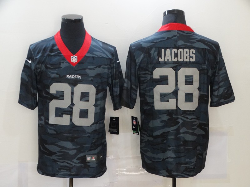 Personalized Raiders 28 Josh Jacobs Black Camo Limited Jersey