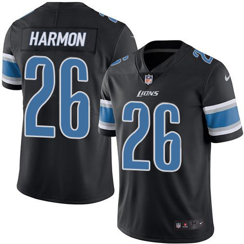 Personalized Lions #26 Duron Harmon Black Men’s Stitched NFL Limited Rush Jersey