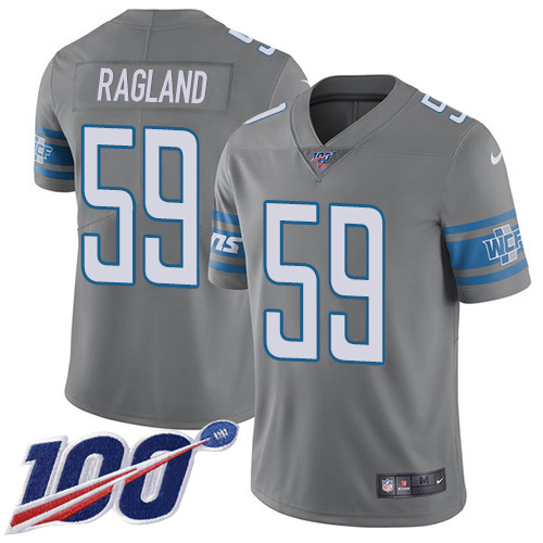 Personalized Lions #59 Reggie Ragland Gray Men’s Stitched NFL Limited Rush 100th Season Jersey