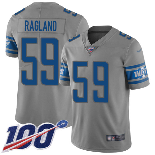 Personalized Lions #59 Reggie Ragland Gray Men’s Stitched NFL Limited Inverted Legend 100th Season Jersey