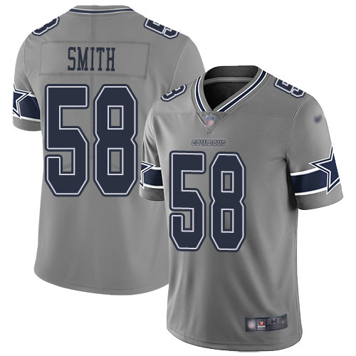 Personalized Cowboys #58 Aldon Smith Gray Men’s Stitched NFL Limited Inverted Legend Jersey