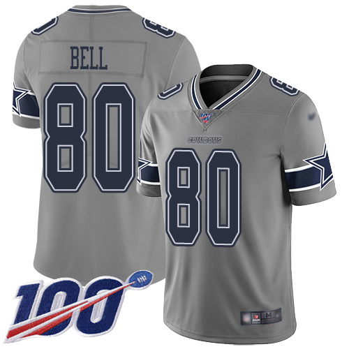 Personalized Cowboys #80 Blake Bell Gray Men’s Stitched NFL Limited Inverted Legend 100th Season Jersey