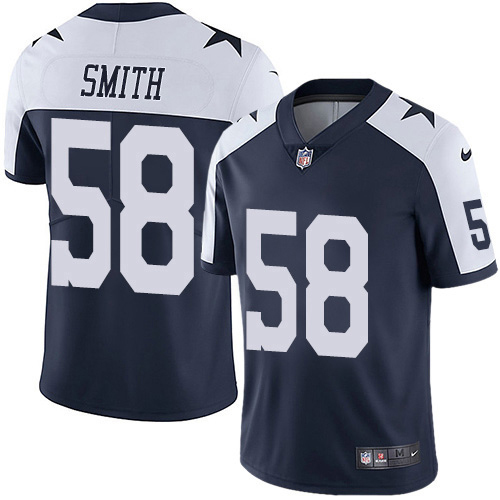 Personalized Cowboys #58 Aldon Smith Navy Blue Thanksgiving Men’s Stitched NFL Untouchable Limited Throwback Jersey