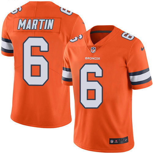 Personalized Broncos #6 Sam Martin Orange Men’s Stitched NFL Limited Rush Jersey