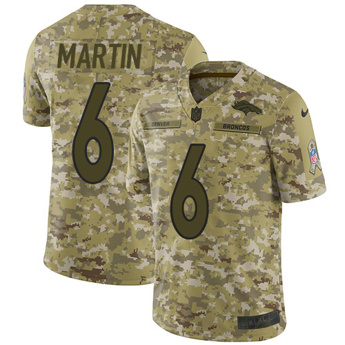 Personalized Broncos #6 Sam Martin Camo Men’s Stitched NFL Limited 2018 Salute To Service Jersey