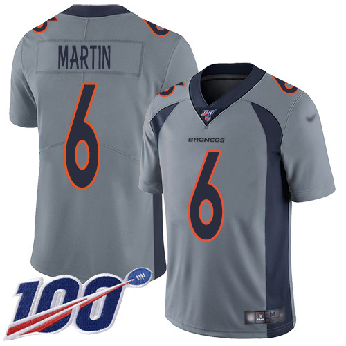 Personalized Broncos #6 Sam Martin Gray Men’s Stitched NFL Limited Inverted Legend 100th Season Jersey