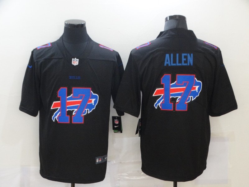 Personalized Bills 17 Josh Allen Black Shadow Logo Limited Jersey