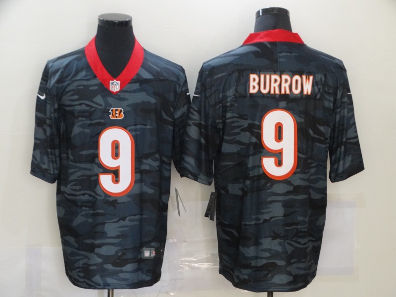 Personalized Bengals 9 Joe Burrow Black Camo Limited Jersey