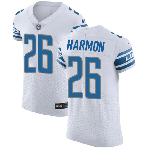 Personalized Lions #26 Duron Harmon White Men’s Stitched NFL New Elite Jersey