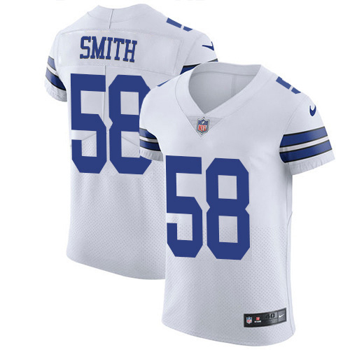 Personalized Cowboys #58 Aldon Smith White Men’s Stitched NFL New Elite Jersey