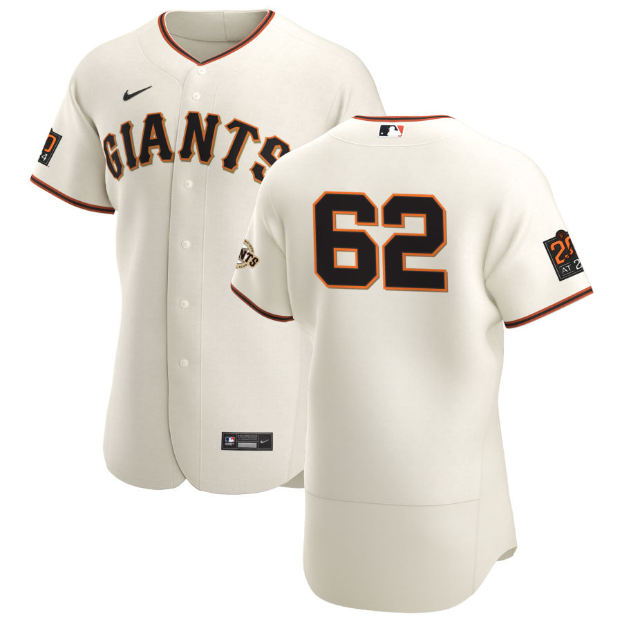 Personalized San Francisco Giants #62 Logan Webb Men’s Cream Home 2020 Authentic 20 at 24 Patch Player MLB Jersey