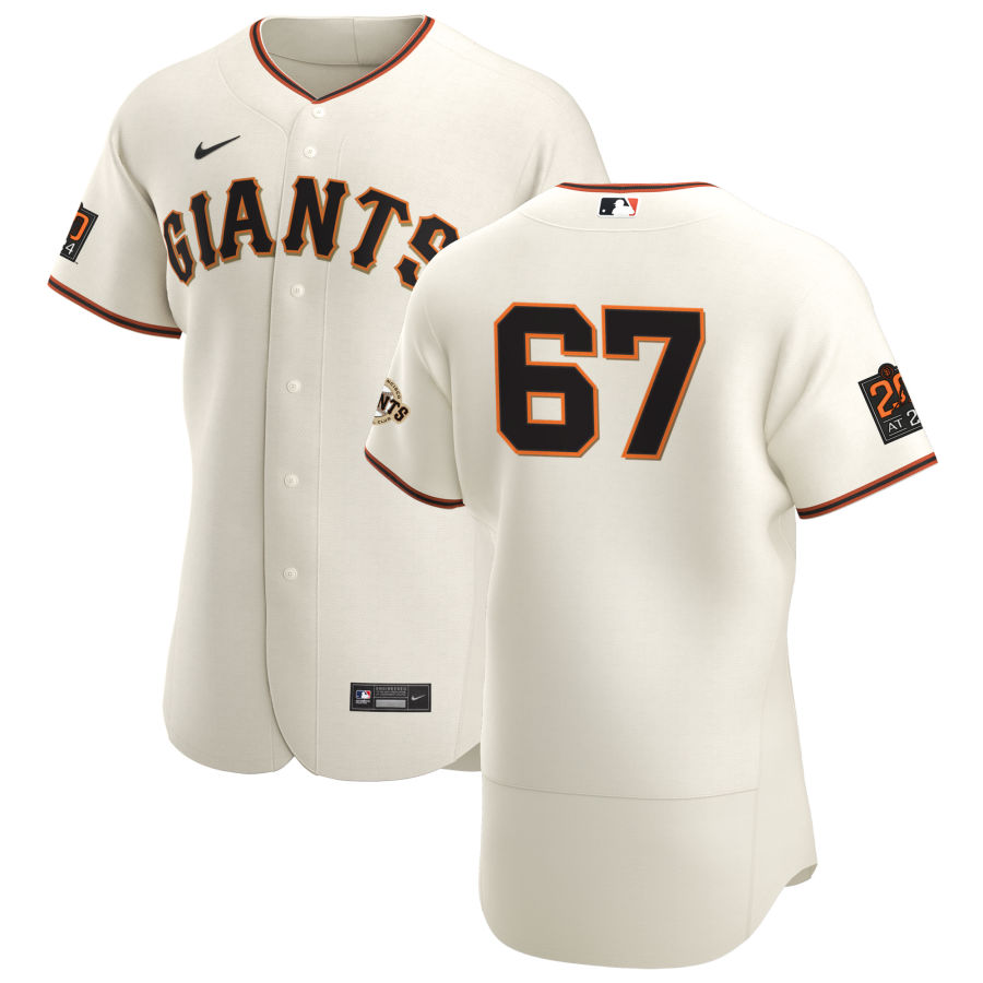 Personalized San Francisco Giants #67 Sam Selman Men’s Cream Home 2020 Authentic 20 at 24 Patch Player MLB Jersey