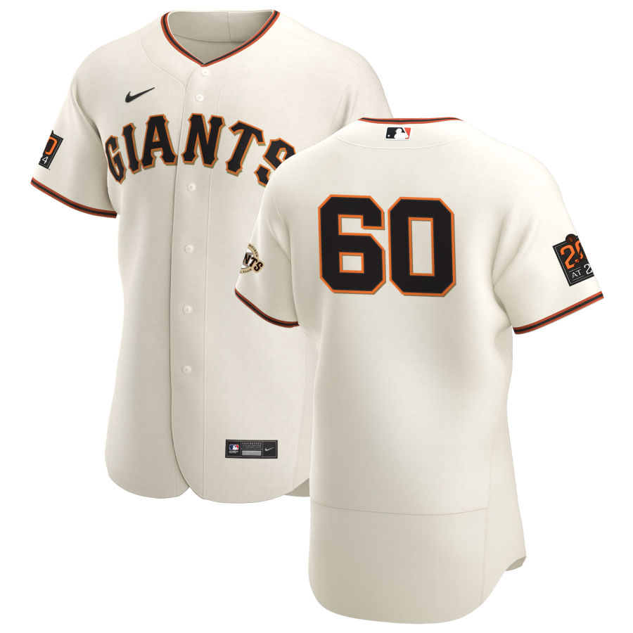 Personalized San Francisco Giants #60 Wandy Peralta Men’s Cream Home 2020 Authentic 20 at 24 Patch Player MLB Jersey