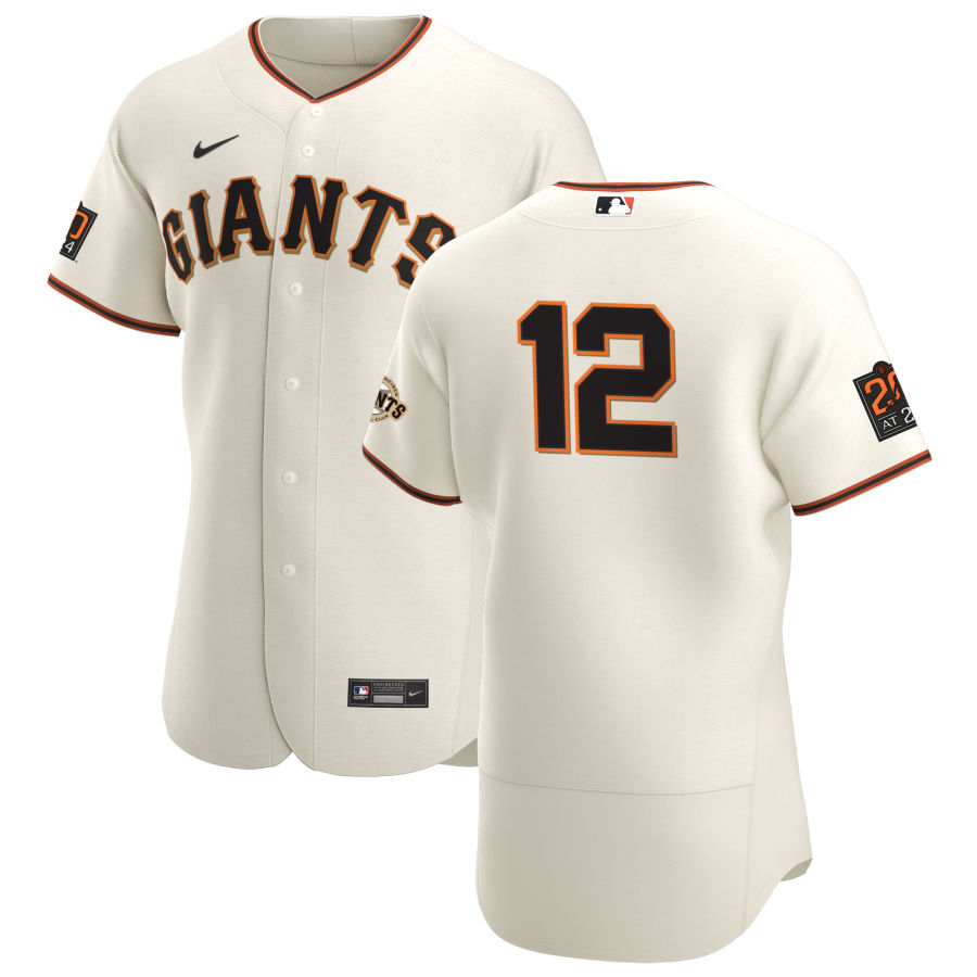 Personalized San Francisco Giants #12 Alex Dickerson Men’s Cream Home 2020 Authentic 20 at 24 Patch Player MLB Jersey