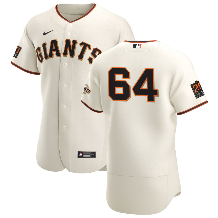 Personalized San Francisco Giants #64 Shaun Anderson Men’s Cream Home 2020 Authentic 20 at 24 Patch Player MLB Jersey