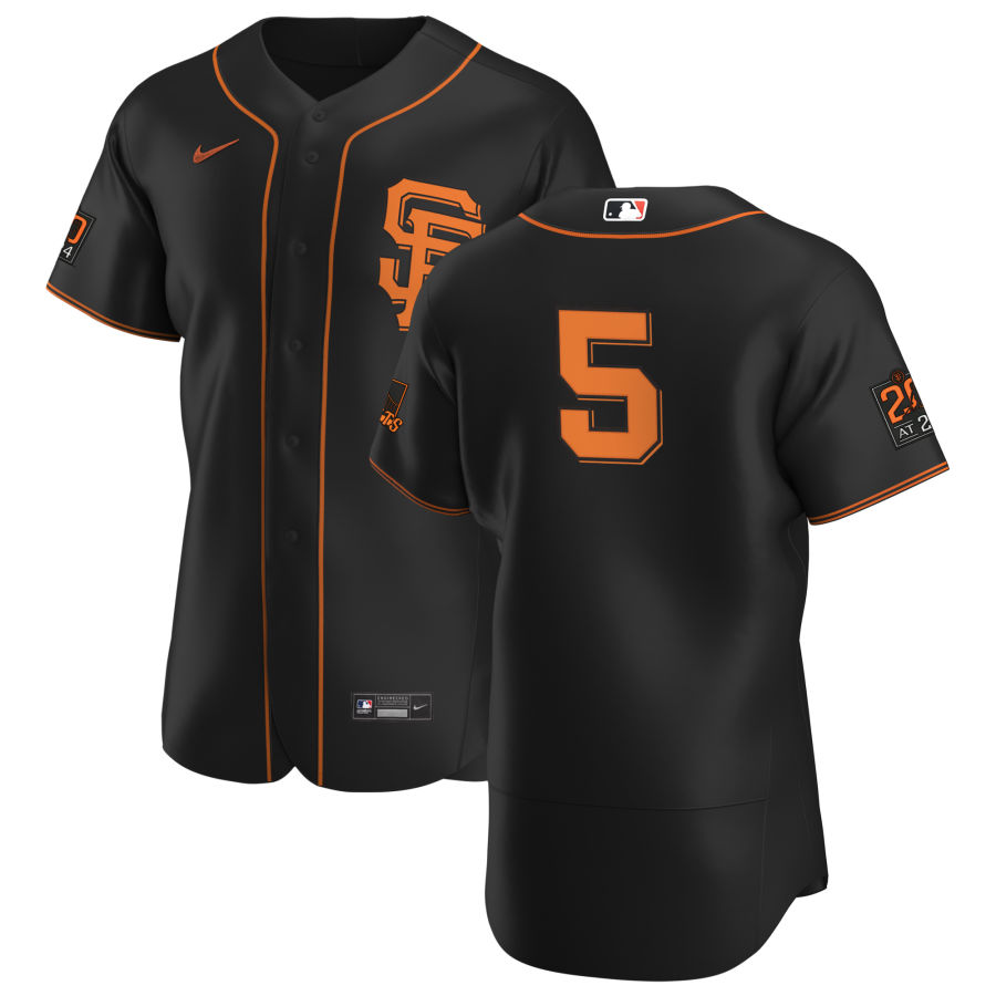 Personalized San Francisco Giants #5 Mike Yastrzemski Men’s Black Alternate 2020 Authentic 20 at 24 Patch Player MLB Jersey