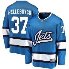 Personalized Men Jets #37 Connor Hellebuyck Light Blue NHL Jersey