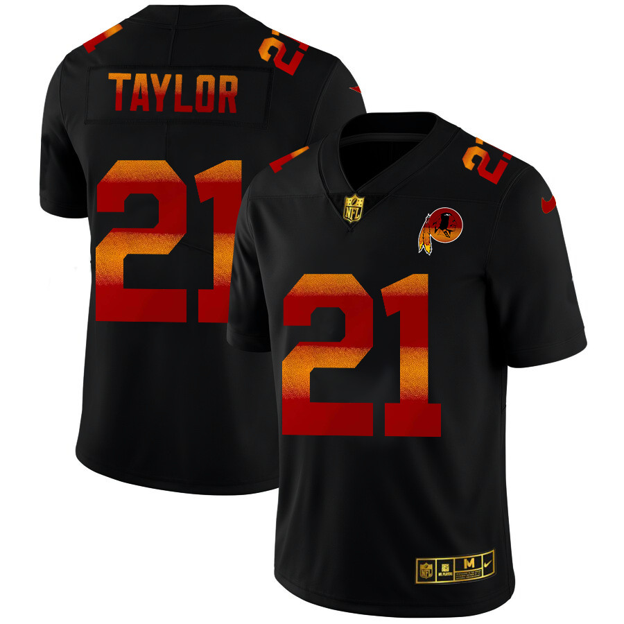 Personalized Washington Redskins #21 Sean Taylor Men’s Black Red Orange Stripe Limited NFL Jersey