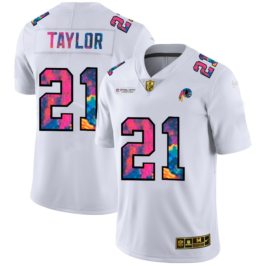 Personalized Washington Redskins #21 Sean Taylor Men’s White Multi-Color 2020 NFL Crucial Catch Limited NFL Jersey