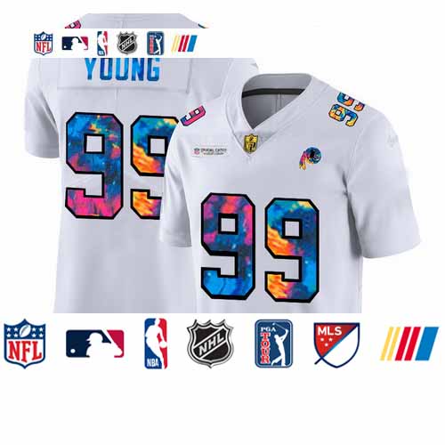 Personalized Washington Redskins #99 Chase Young Men’s White Multi-Color 2020 NFL Crucial Catch Limited NFL Jersey
