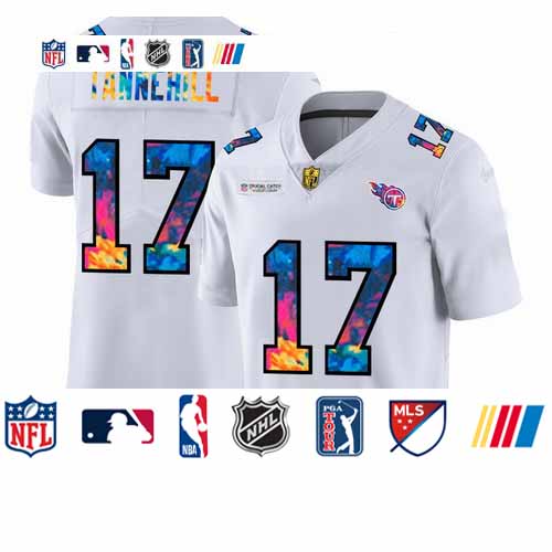 Personalized Tennessee Titans #17 Ryan Tannehill Men’s White Multi-Color 2020 NFL Crucial Catch Limited NFL Jersey