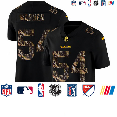 Personalized San Francisco 49ers #54 Fred Warner Men’s Black Flocked Lightning Limited NFL Jersey