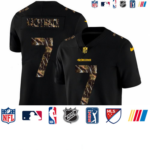 Personalized San Francisco 49ers #7 Colin Kaepernick Men’s Black Flocked Lightning Limited NFL Jersey