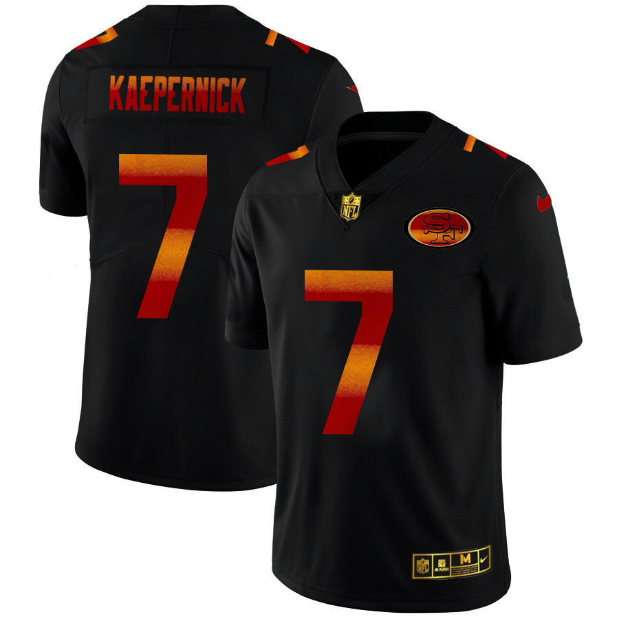 Personalized San Francisco 49ers #7 Colin Kaepernick Men’s Black Red Orange Stripe Limited NFL Jersey