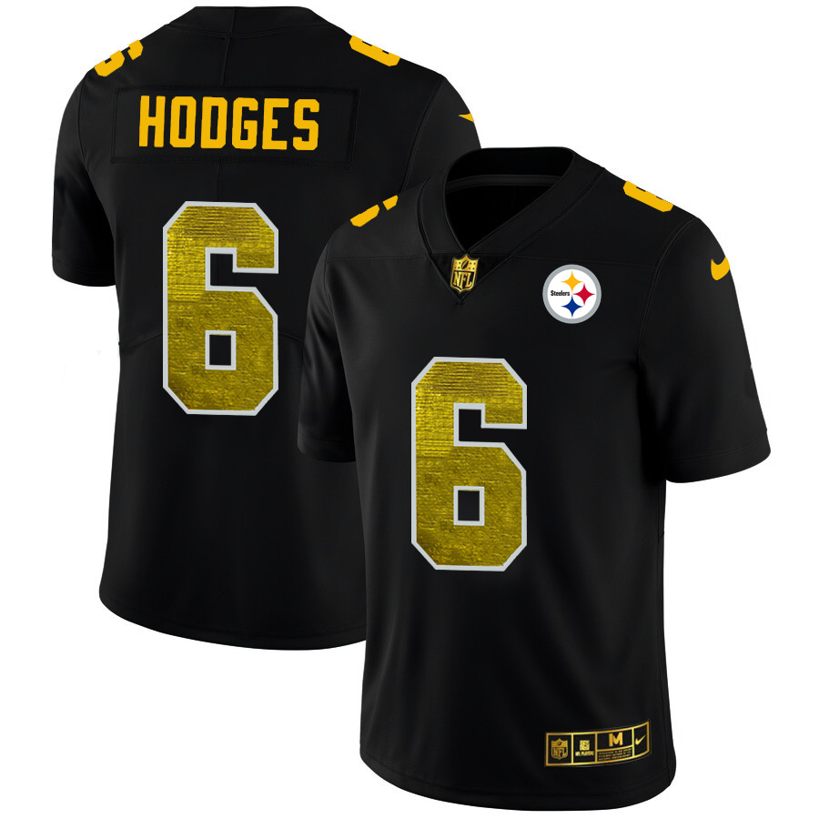 Personalized Pittsburgh Steelers #6 Devlin Hodges Men’s Black Golden Sequin Limited NFL Jersey