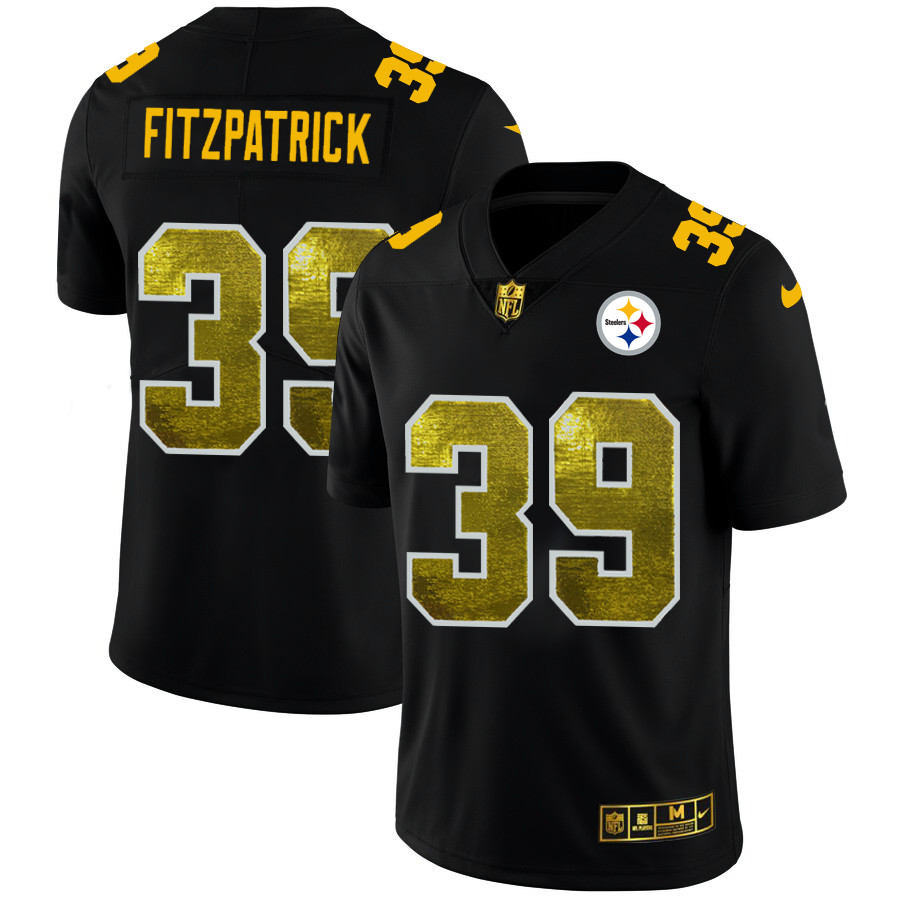 Personalized Pittsburgh Steelers #39 Minkah Fitzpatrick Men’s Black Golden Sequin Limited NFL Jersey