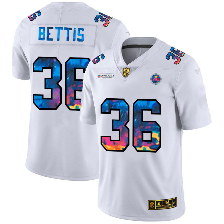 Personalized Pittsburgh Steelers #36 Jerome Bettis Men’s White Multi-Color 2020 NFL Crucial Catch Limited NFL Jersey
