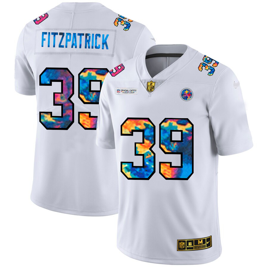 Personalized Pittsburgh Steelers #39 Minkah Fitzpatrick Men’s White Multi-Color 2020 NFL Crucial Catch Limited NFL Jersey