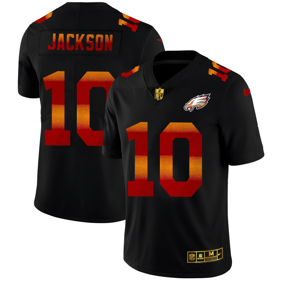 Personalized Philadelphia Eagles #10 Desean Jackson Men’s Black Red Orange Stripe Limited NFL Jersey