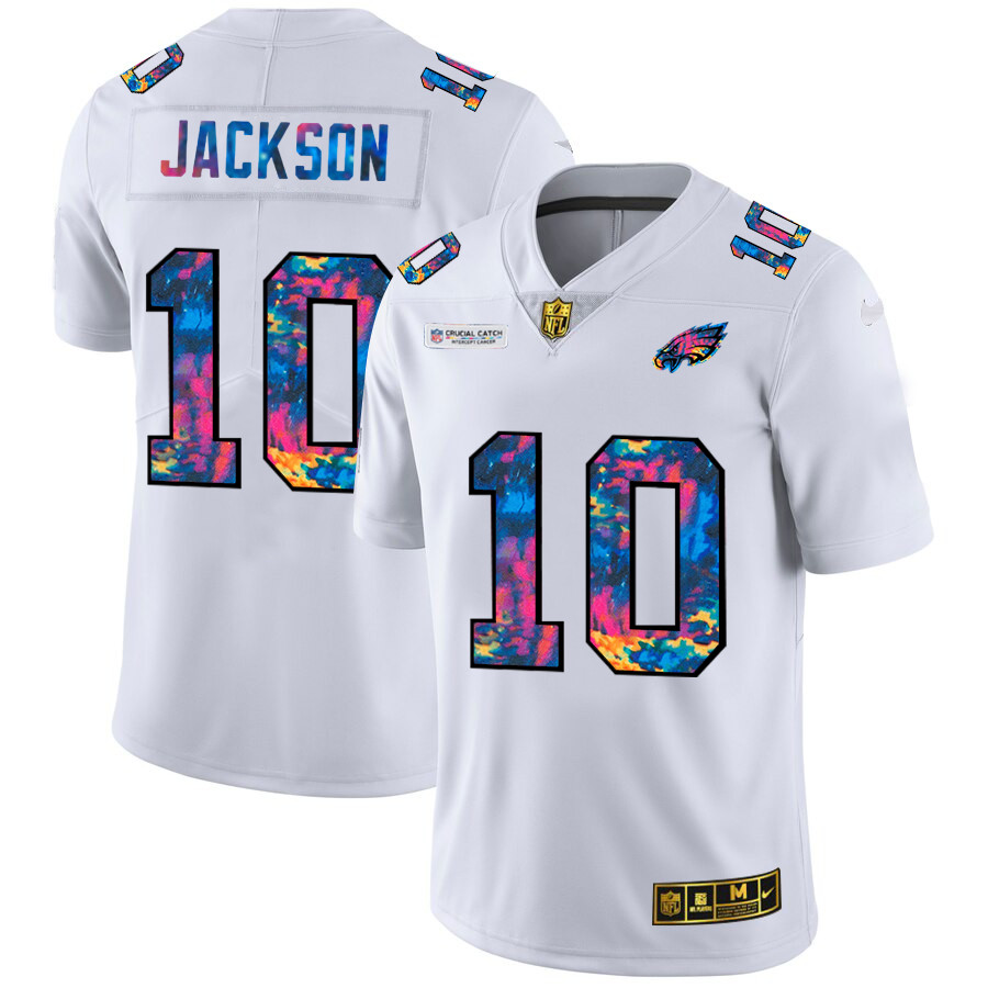 Personalized Philadelphia Eagles #10 Desean Jackson Men’s White Multi-Color 2020 NFL Crucial Catch Limited NFL Jersey