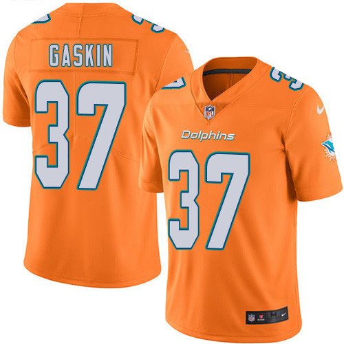 Personalized Dolphins #37 Myles Gaskin Orange Men’s Stitched NFL Limited Rush Jersey