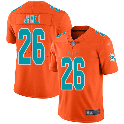 Personalized Dolphins #26 Salvon Ahmed Orange Men’s Stitched NFL Limited Inverted Legend Jersey