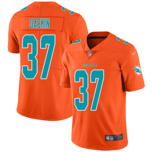 Personalized Dolphins #37 Myles Gaskin Orange Men’s Stitched NFL Limited Inverted Legend Jersey