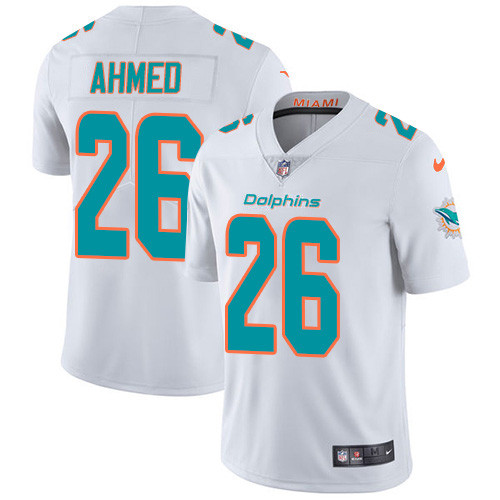 Personalized Dolphins #26 Salvon Ahmed White Men’s Stitched NFL Untouchable Limited Jersey